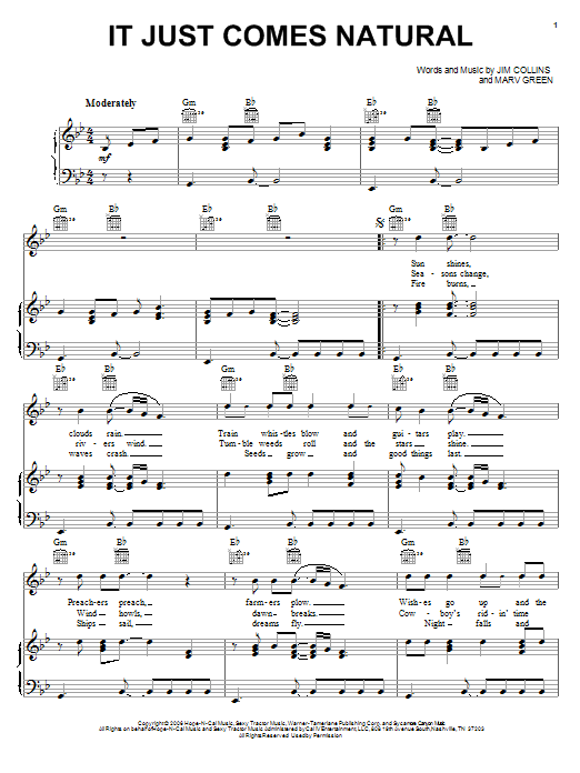 George Strait It Just Comes Natural Sheet Music