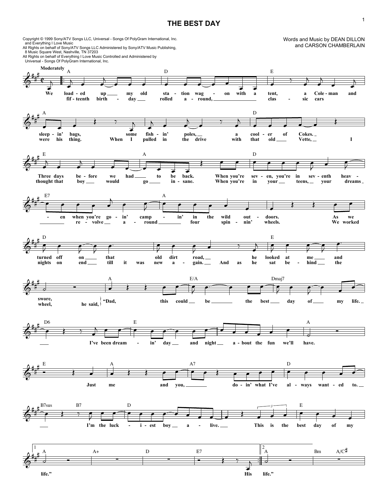 George Strait The Best Day Sheet Music