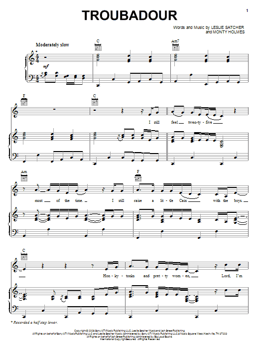 George Strait Troubadour Sheet Music