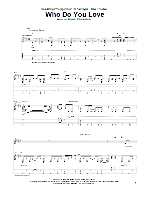 George Thorogood Who Do You Love Sheet Music