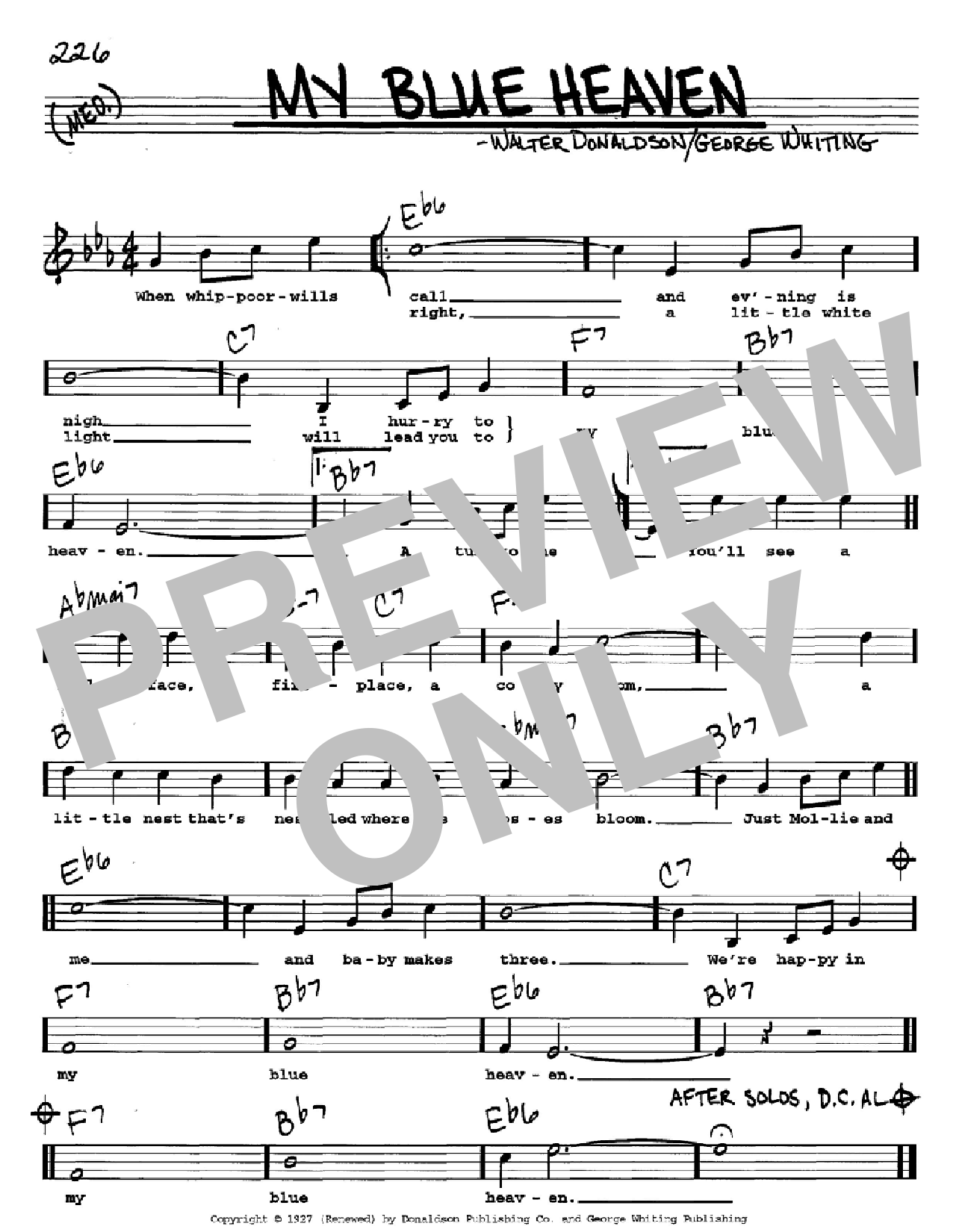 George Whiting My Blue Heaven Sheet Music