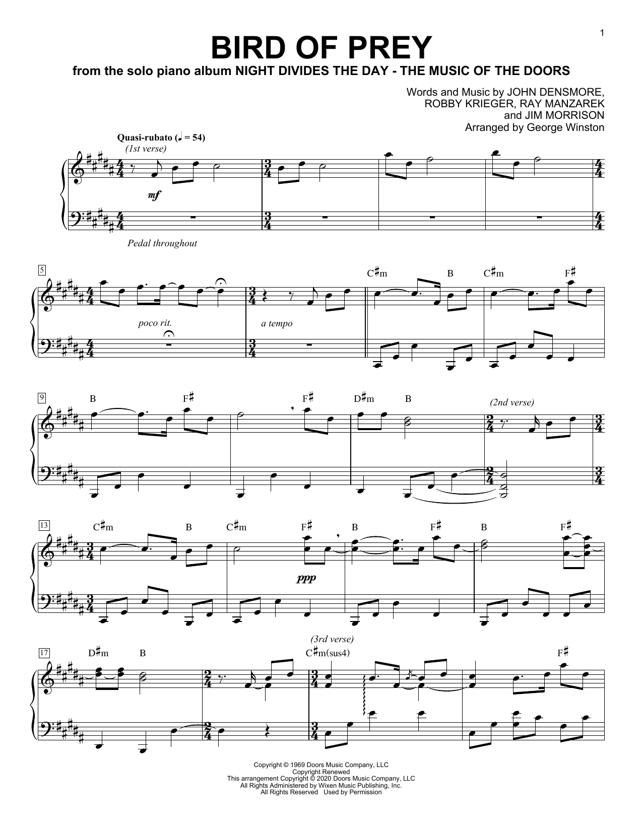 George Winston Bird Of Prey Sheet Music