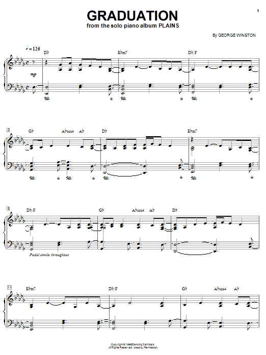 George Winston Graduation Sheet Music