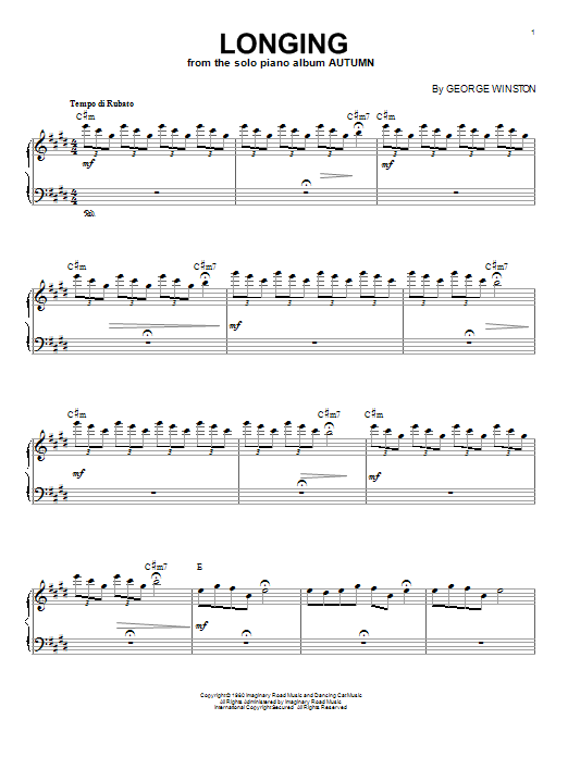 George Winston Longing Sheet Music