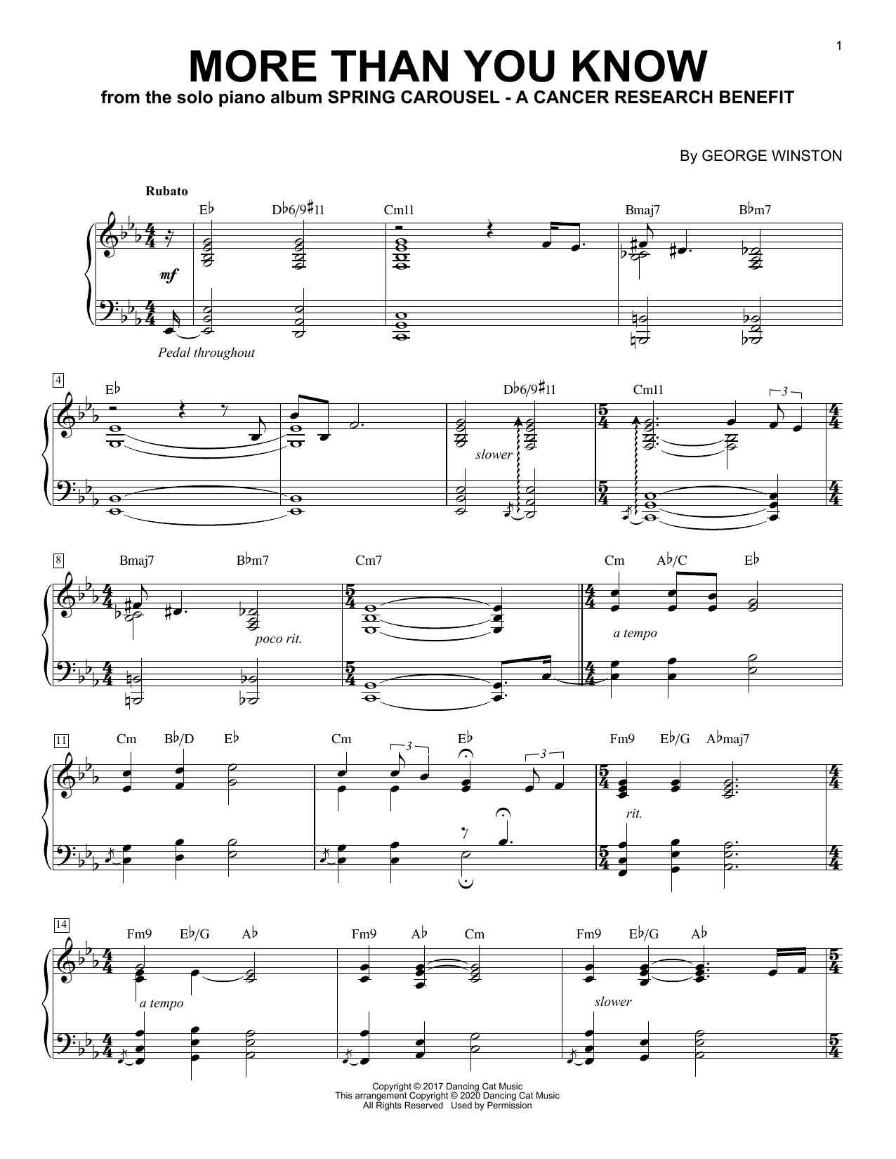 George Winston More Than You Know Sheet Music