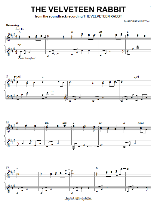 George Winston The Velveteen Rabbit Sheet Music