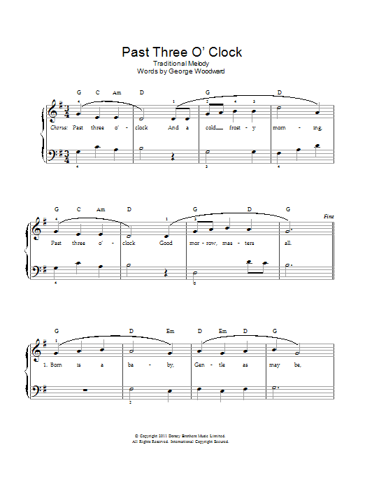 George Woodward Past Three O'Clock Sheet Music