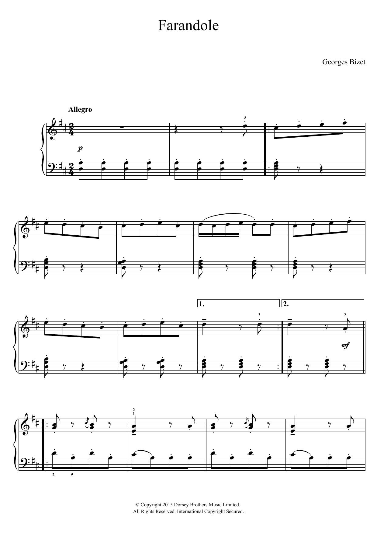 Georges Bizet Farandole (from 'L'Arlesienne') Sheet Music