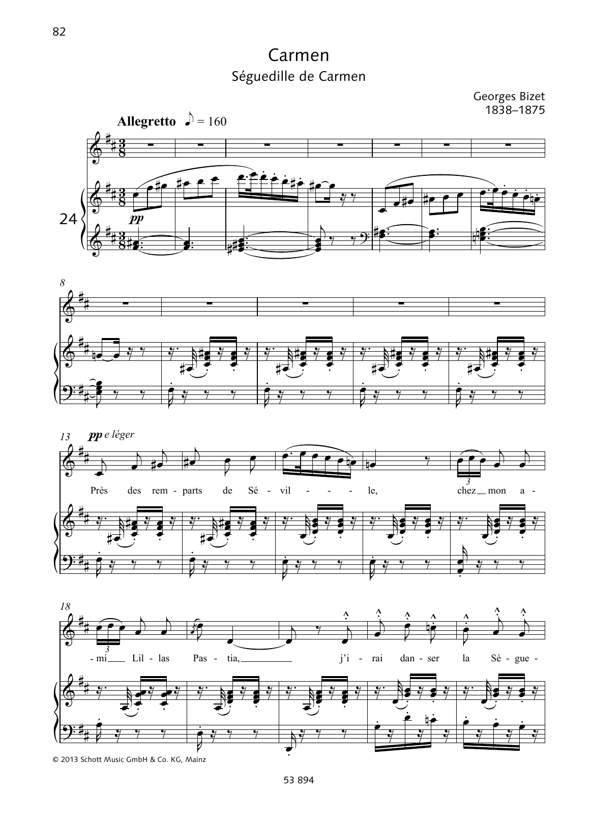 Georges Bizet Pres des remparts de Seville Sheet Music