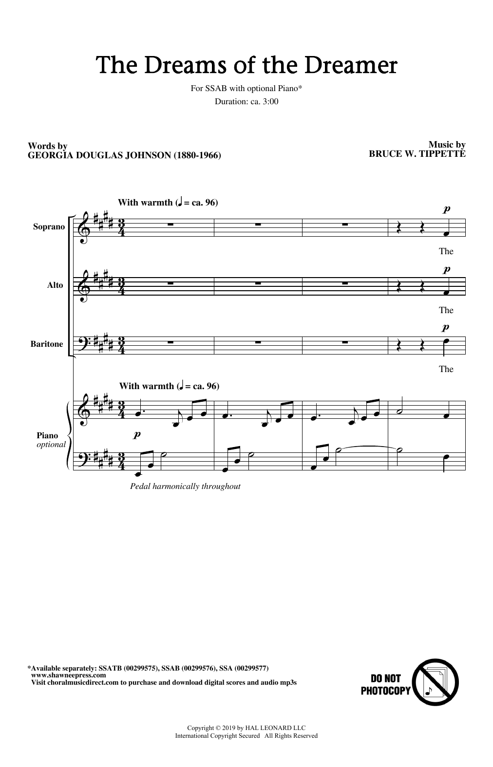 Georgia Douglas Johnson and Bruce W. Tippette The Dreams Of The Dreamer Sheet Music