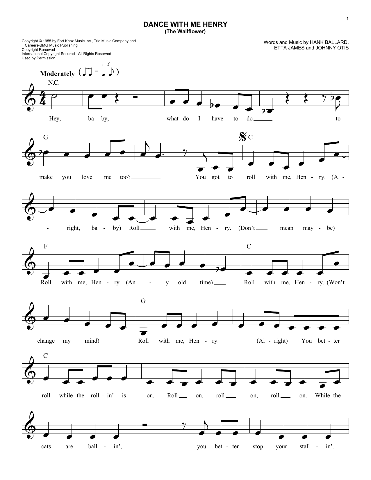 Georgia Gibbs Dance With Me Henry (The Wallflower) Sheet Music