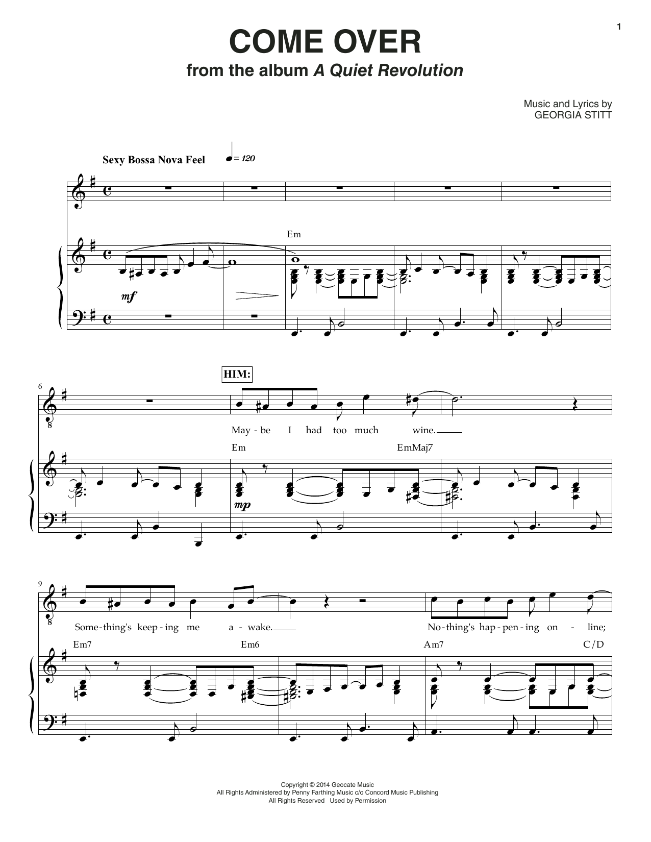 Georgia Stitt Come Over Sheet Music
