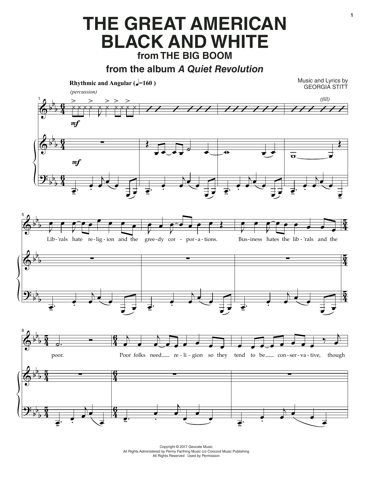 Georgia Stitt The Great American Black And White Sheet Music