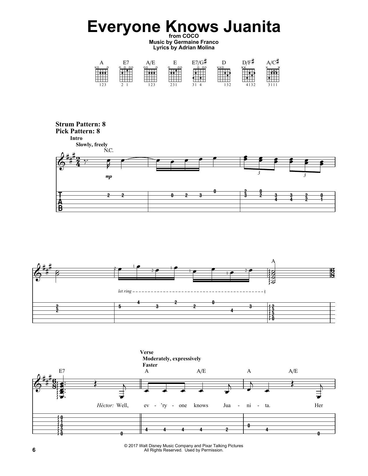 Germaine Franco & Adrian Molina Everyone Knows Juanita (from Coco) Sheet Music