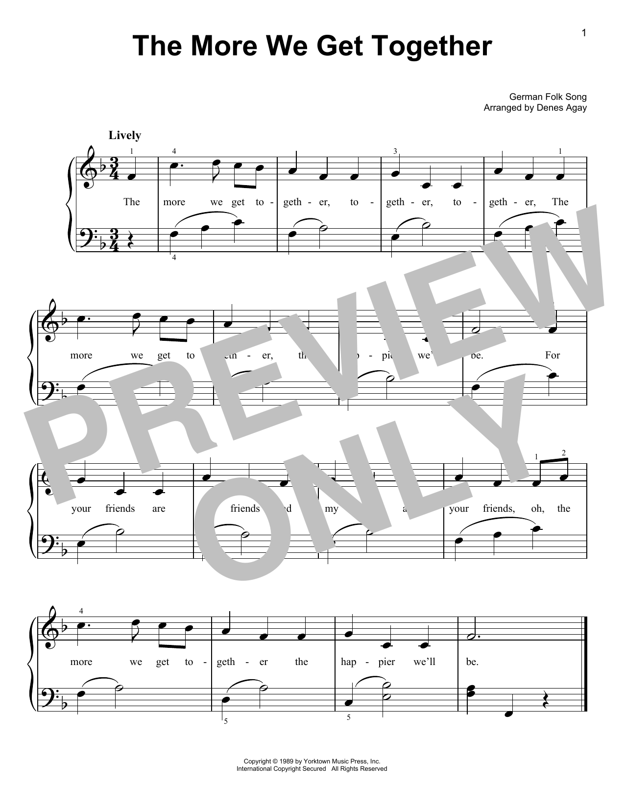 German Folk Song More We Get Together (arr. Denes Agay) Sheet Music
