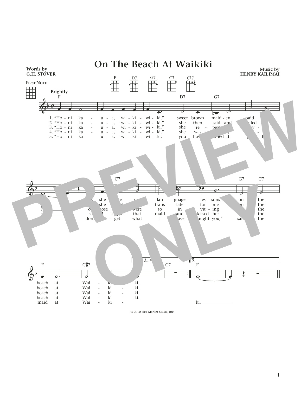 G.H. Stover On The Beach At Waikiki (from The Daily Ukulele) (arr. Liz and Jim Beloff) Sheet Music