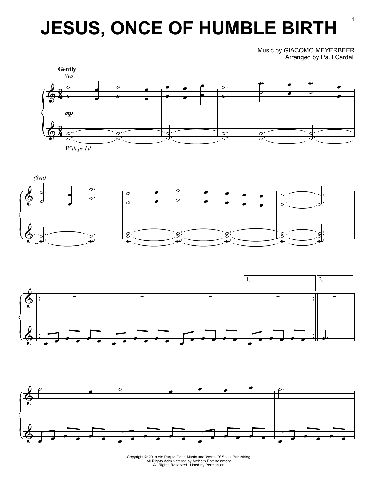Giacomo Meyerbeer and Parley P. Pratt Jesus Once Of Humble Birth (arr. Paul Cardall) Sheet Music