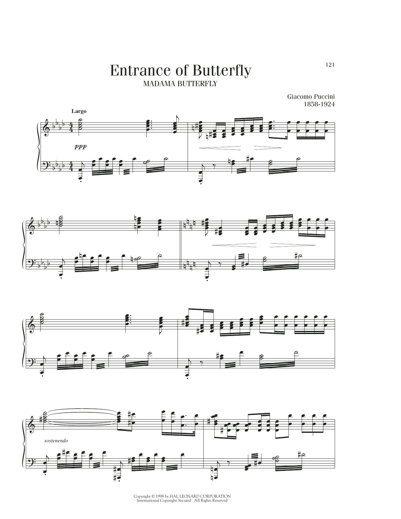Giacomo Puccini Entrance Of Butterfly Sheet Music