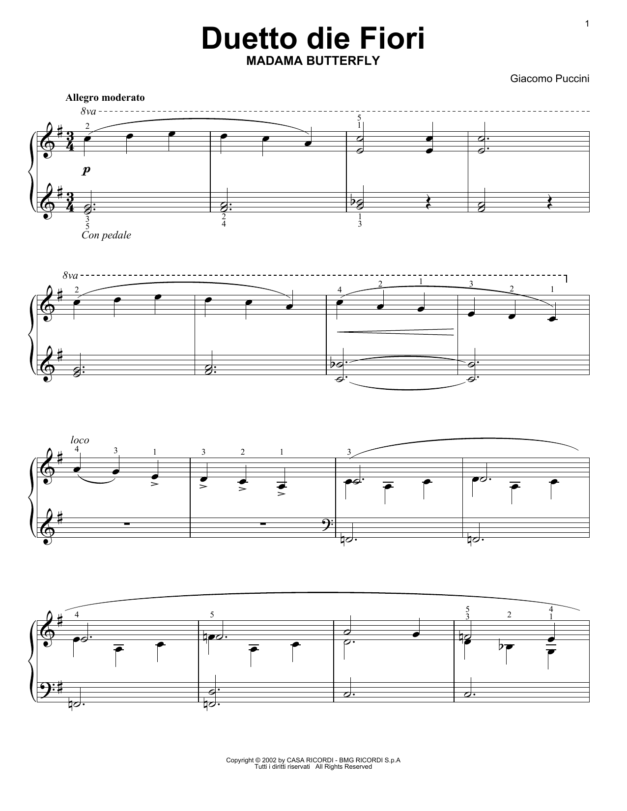Giacomo Puccini Flower Duet Sheet Music