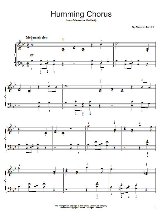 Giacomo Puccini Humming Chorus (Butterfly) Sheet Music