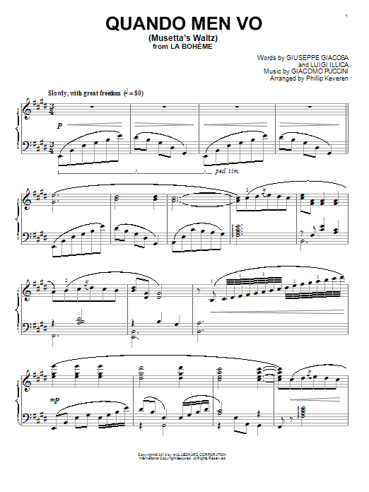 Giacomo Puccini Musetta's Waltz (Quando Men Vo) (arr. Phillip Keveren) Sheet Music