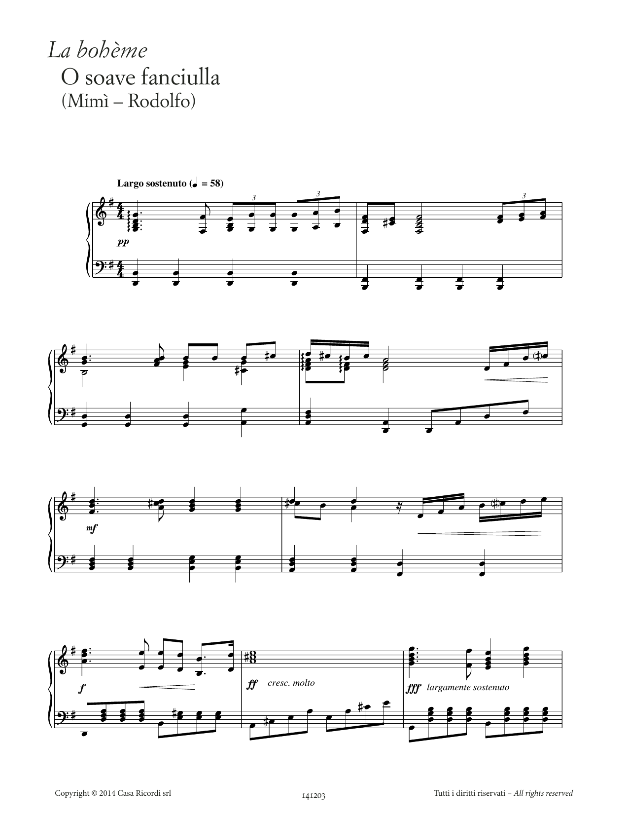 Giacomo Puccini O soave fanciulla (from La Bohème) Sheet Music
