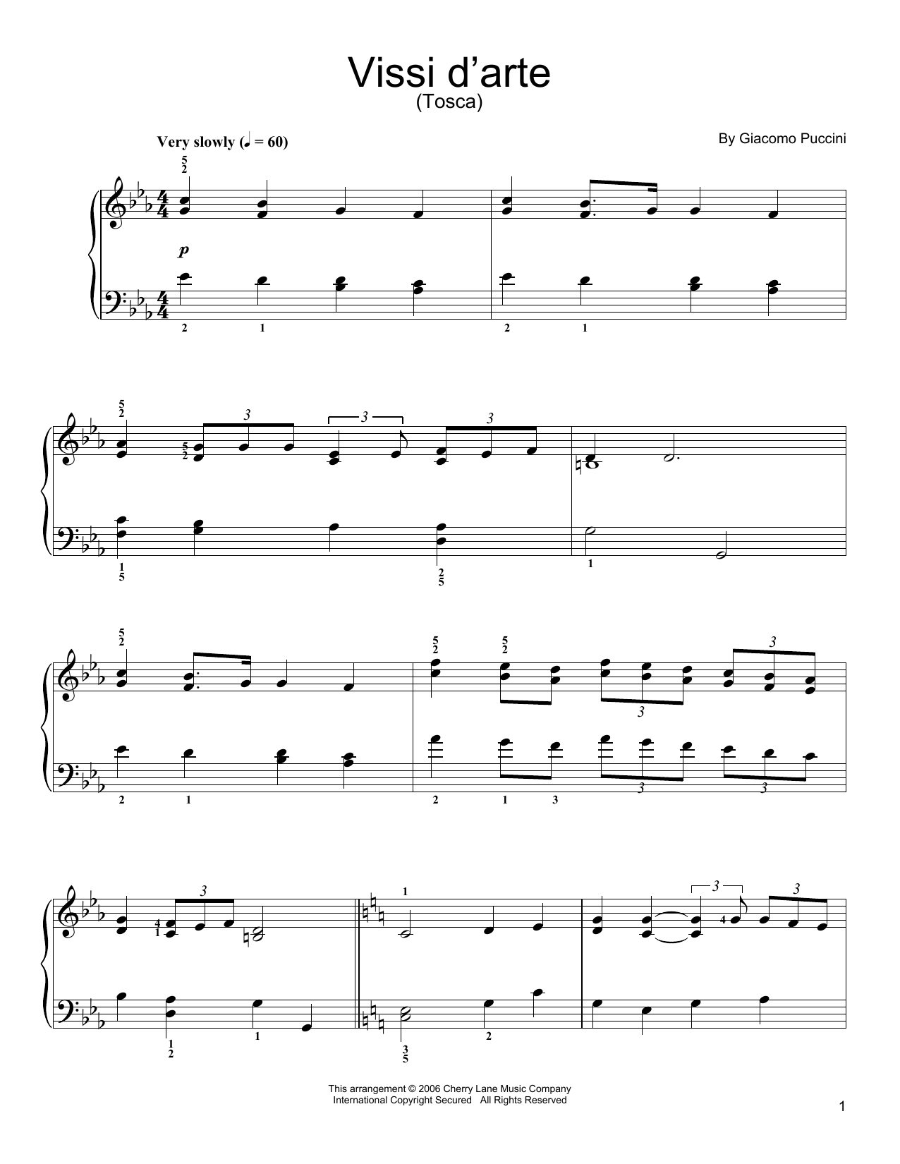 Giacomo Puccini Vissi D'arte Sheet Music