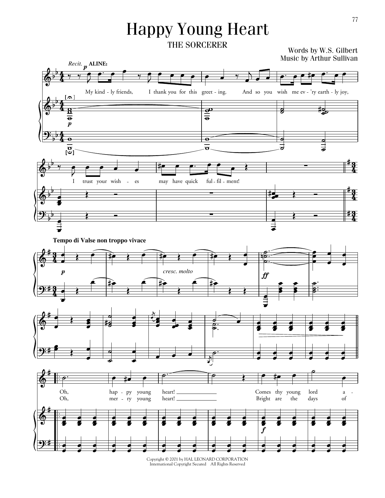 Gilbert & Sullivan Happy Young Heart (from The Sorcerer) Sheet Music