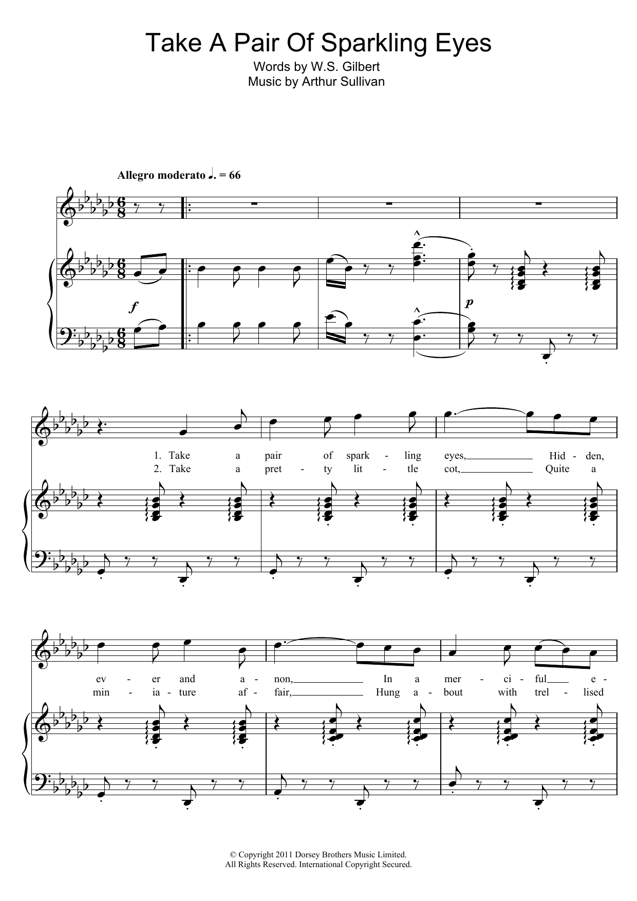 Gilbert & Sullivan Take A Pair Of Sparkling Eyes Sheet Music