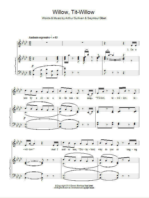 Gilbert & Sullivan Tit Willow Sheet Music
