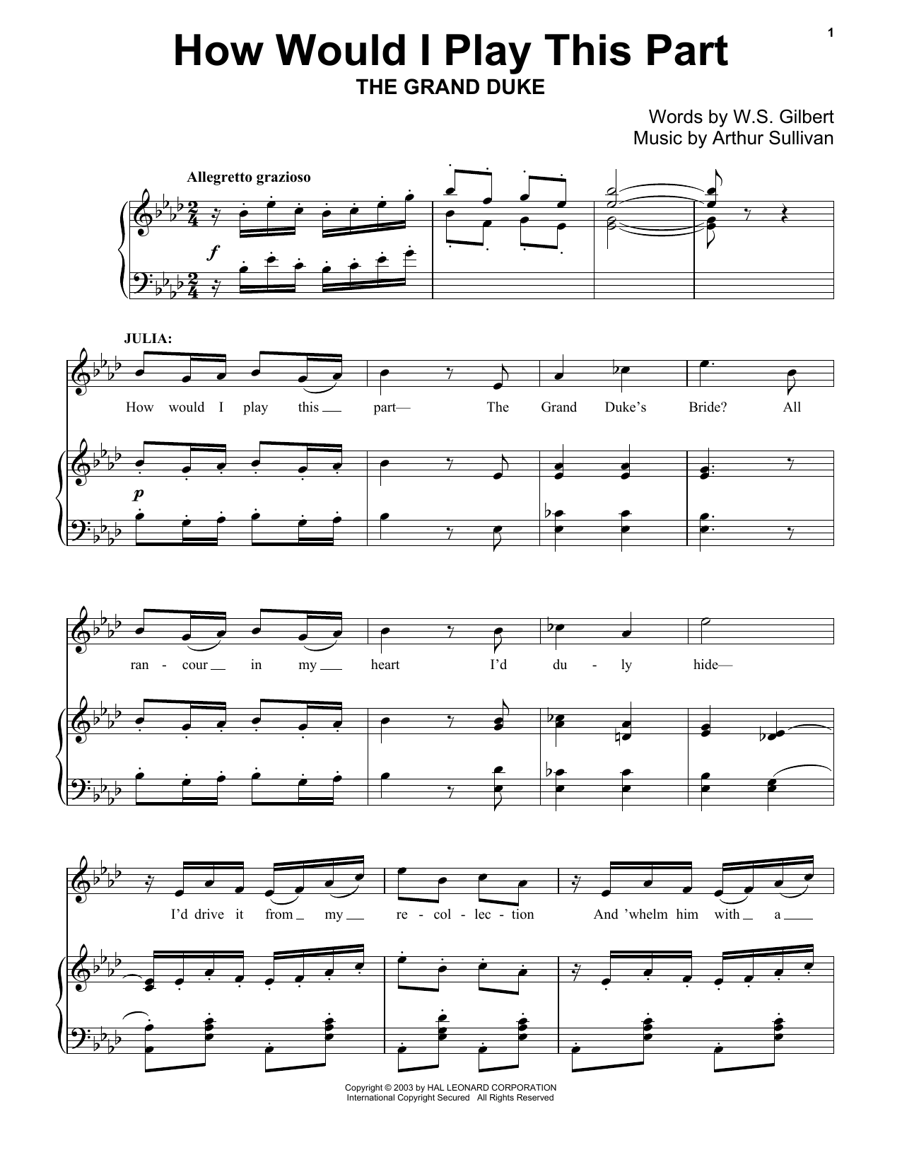 Gilbert & Sullivan How Would I Play This Part Sheet Music