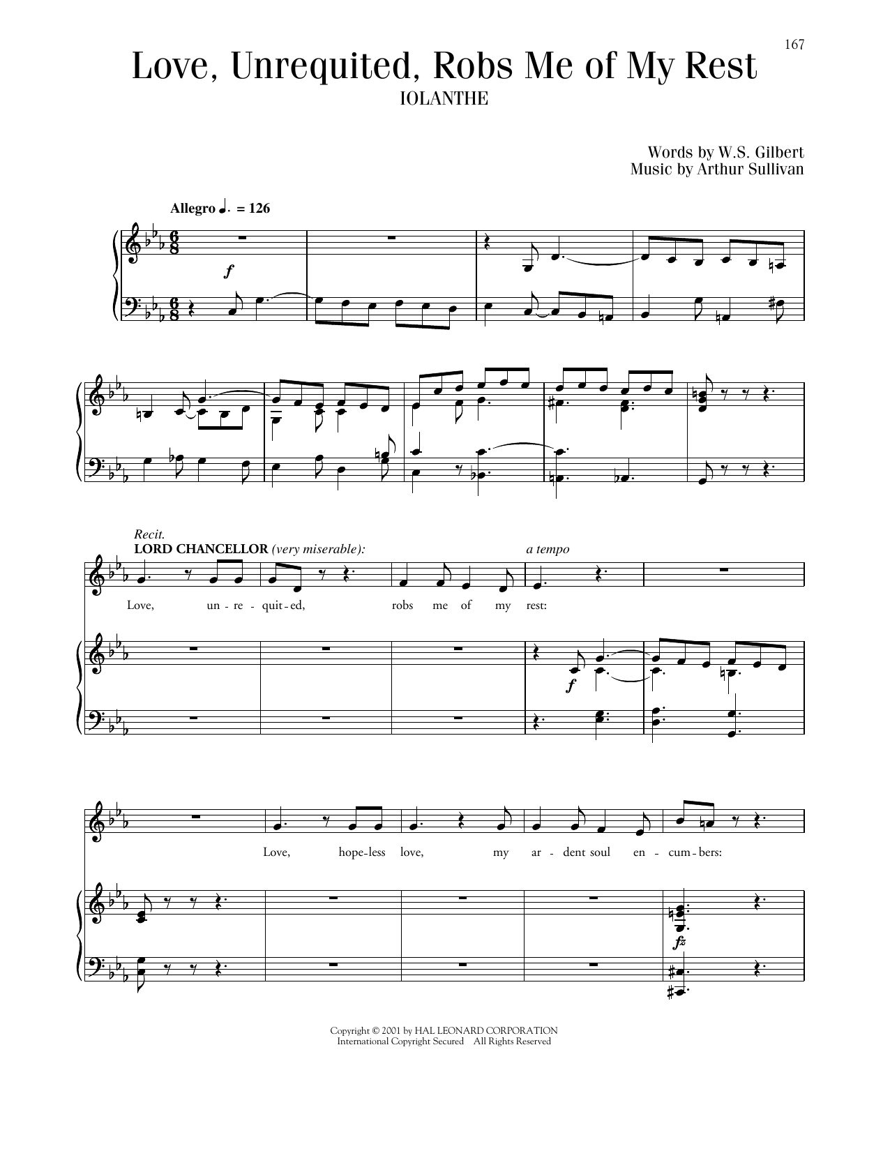 Gilbert & Sullivan Love, Unrequited, Robs Me Of My Rest Sheet Music