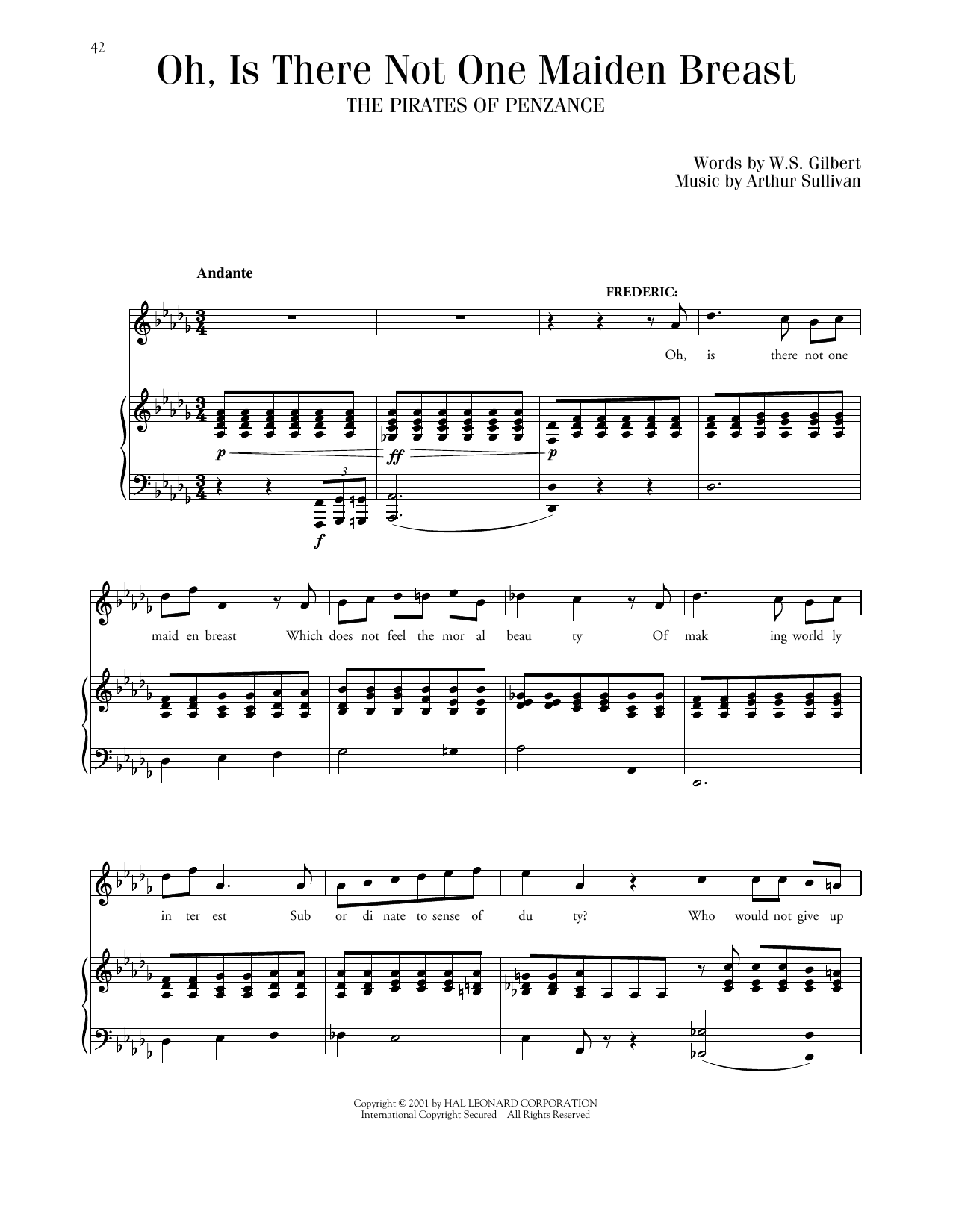Gilbert & Sullivan Oh, Is There Not One Maiden Breast (from The Pirates Of Penzance) Sheet Music