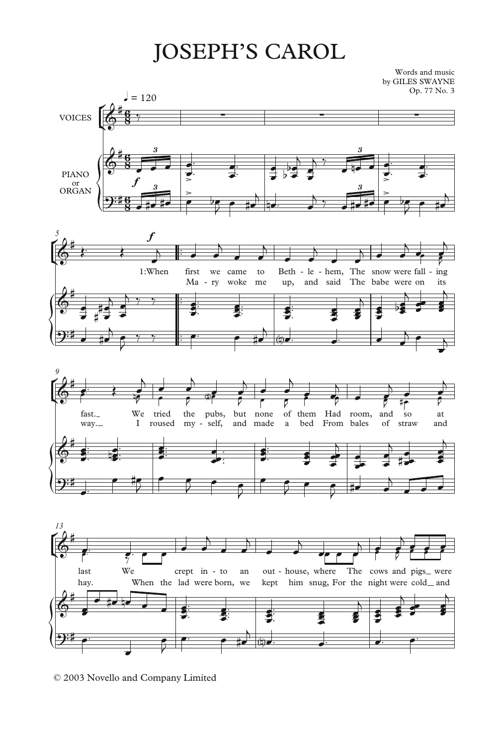 Giles Swayne Joseph's Carol Sheet Music