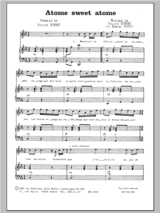 Gilles Servat Atome Sweet Atome Sheet Music