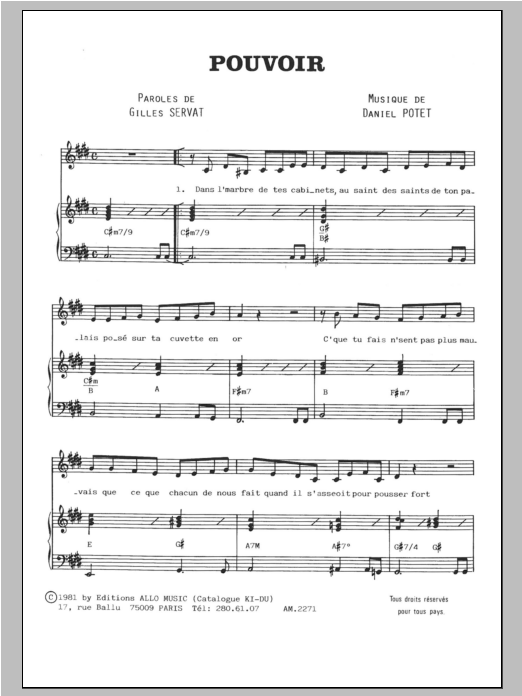 Gilles Servat Pouvoir Sheet Music