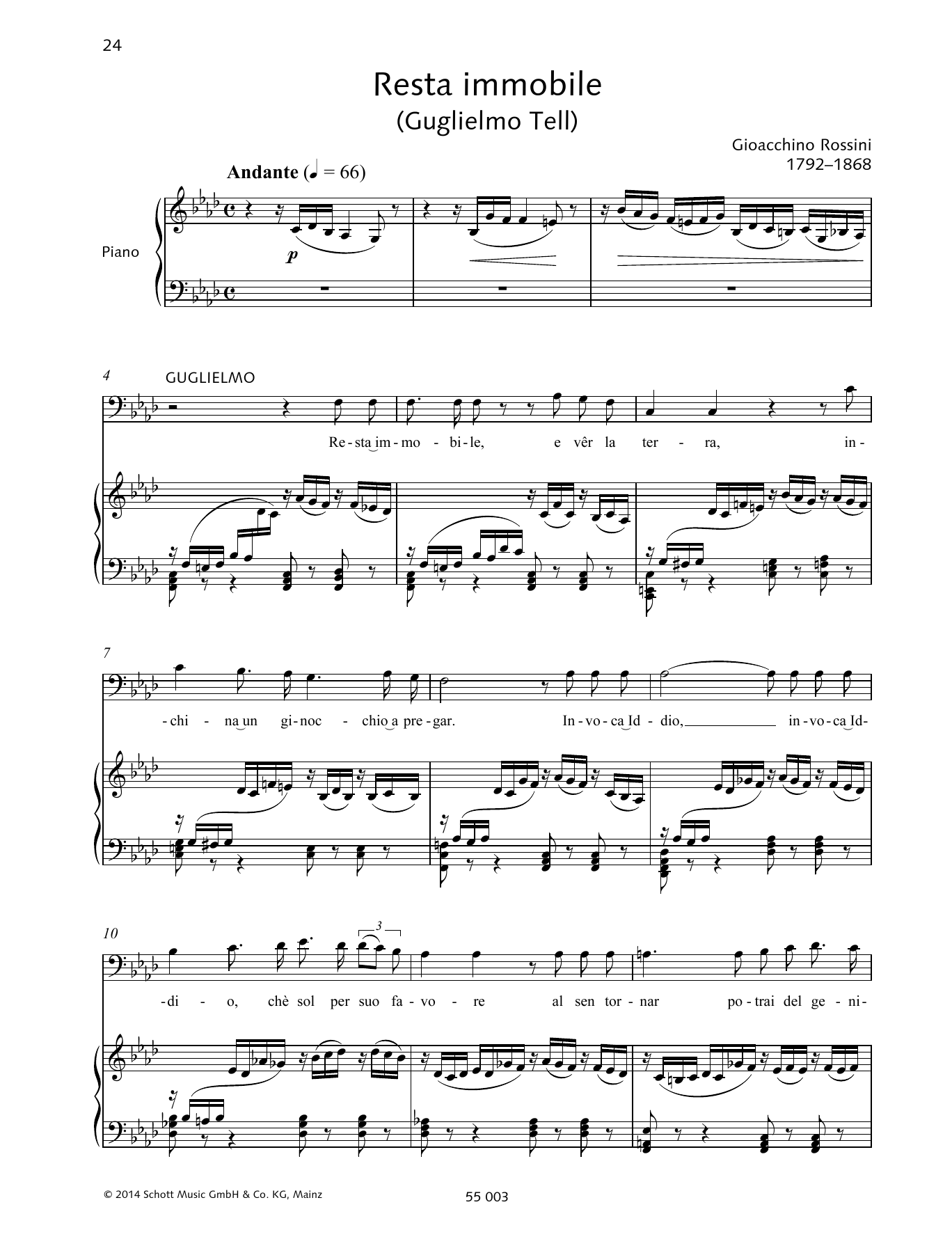 Gioacchino Rossini Resta immobile Sheet Music