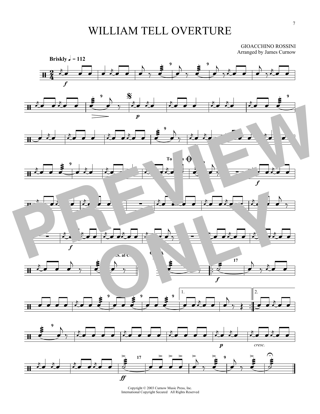 Gioacchino Rossini William Tell Overture (arr. James Curnow) Sheet Music