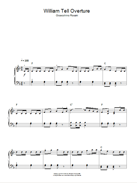 Gioachino Rossini William Tell Overture (Finale) Sheet Music