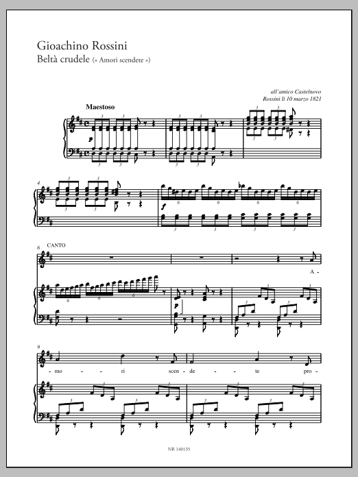 Gioachino Rossini Beltà crudele Sheet Music