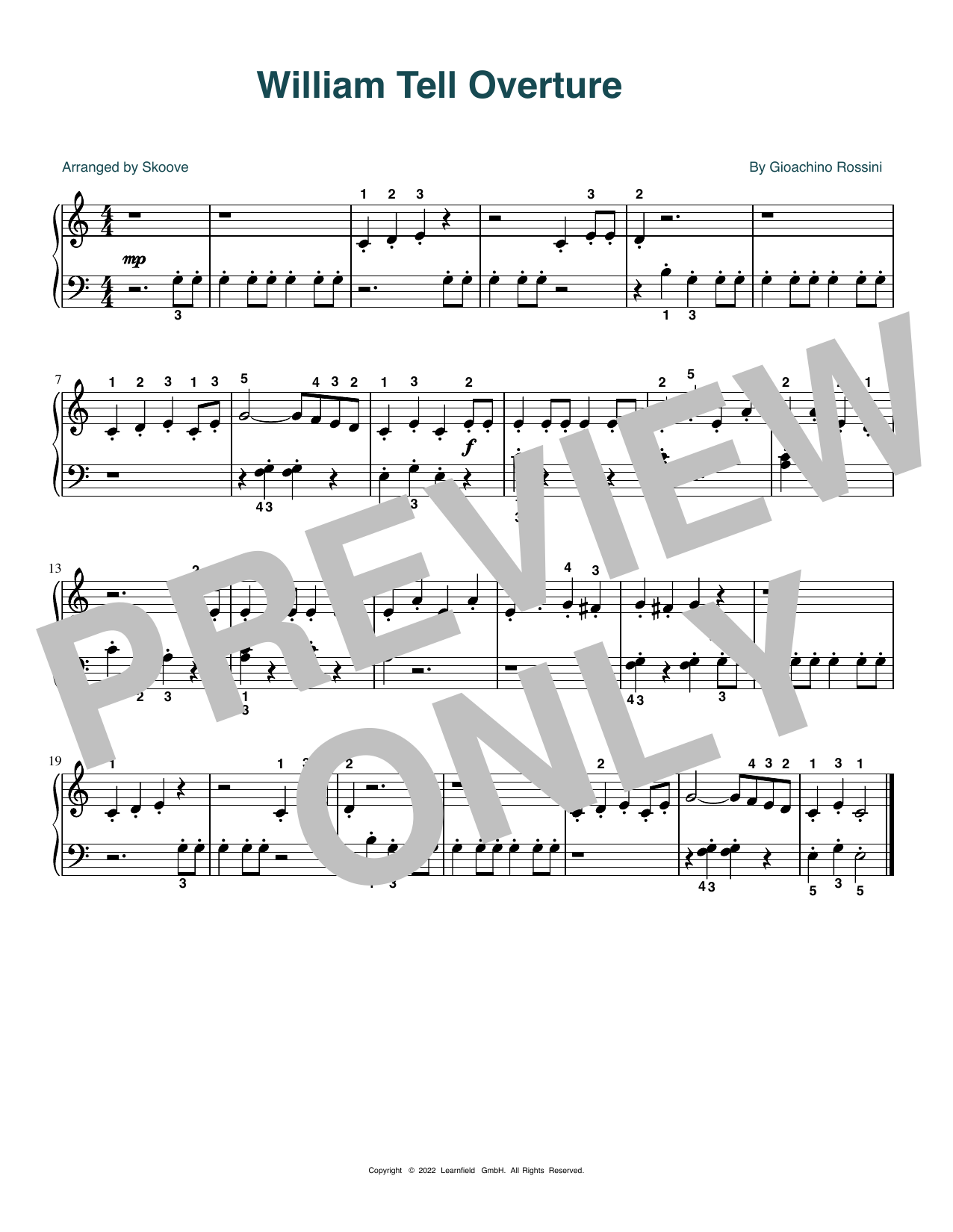 Gioachino Rossini William Tell Overture (arr. Skoove) Sheet Music