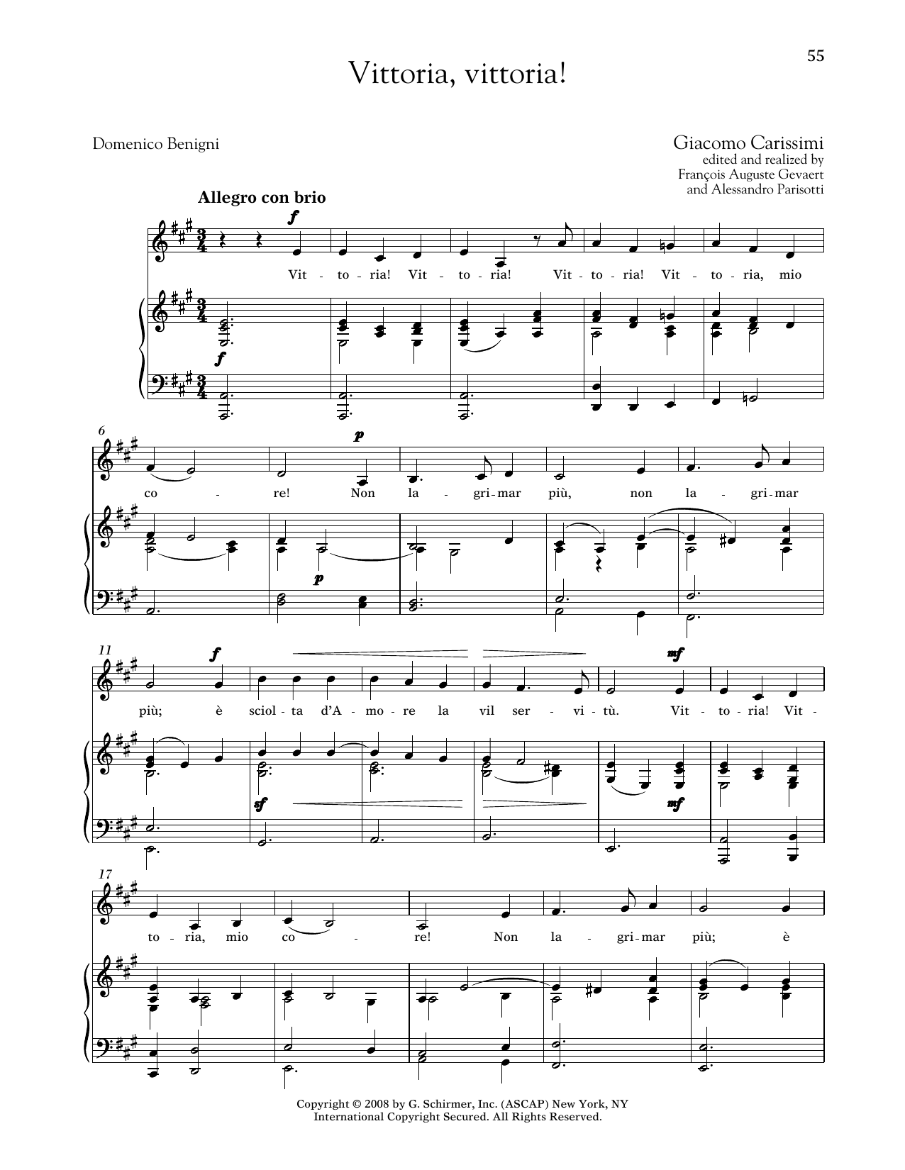 Giocomo Carissimi Vittoria, Vittoria! (Medium Low Voice) Sheet Music