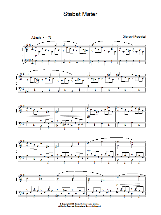 Giovanni Pergolesi Stabat Mater Sheet Music