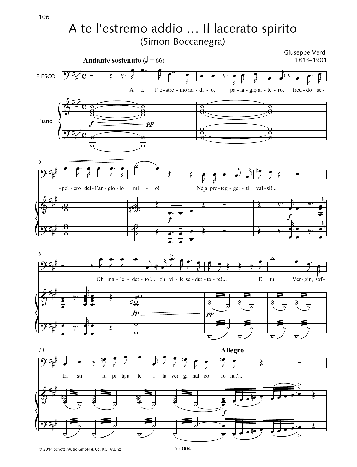 Giuseppe Verdi A te l'estremo addio... Il lacerato spirito Sheet Music
