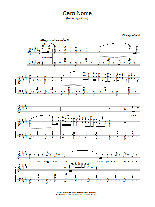Giuseppe Verdi Caro Nome (from Rigoletto) Sheet Music