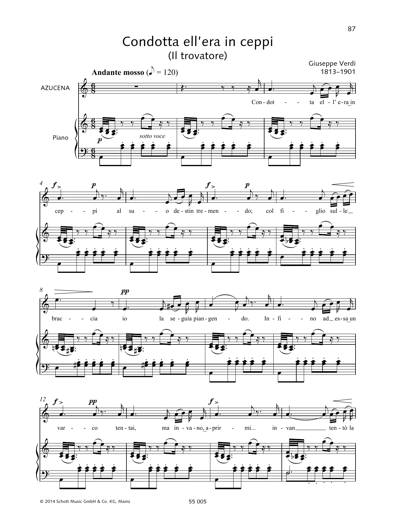 Giuseppe Verdi Condotta ell'era in ceppi Sheet Music