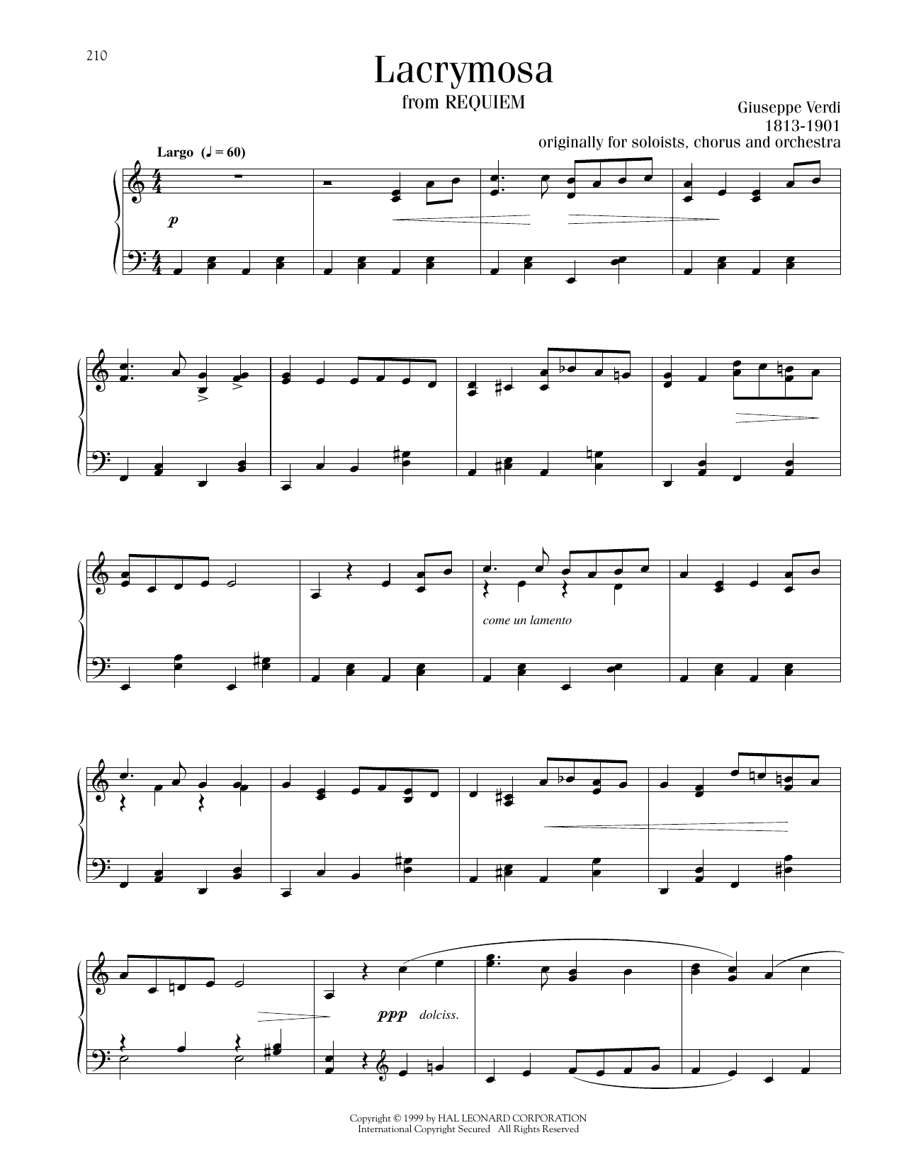 Giuseppe Verdi Lacrymosa Sheet Music