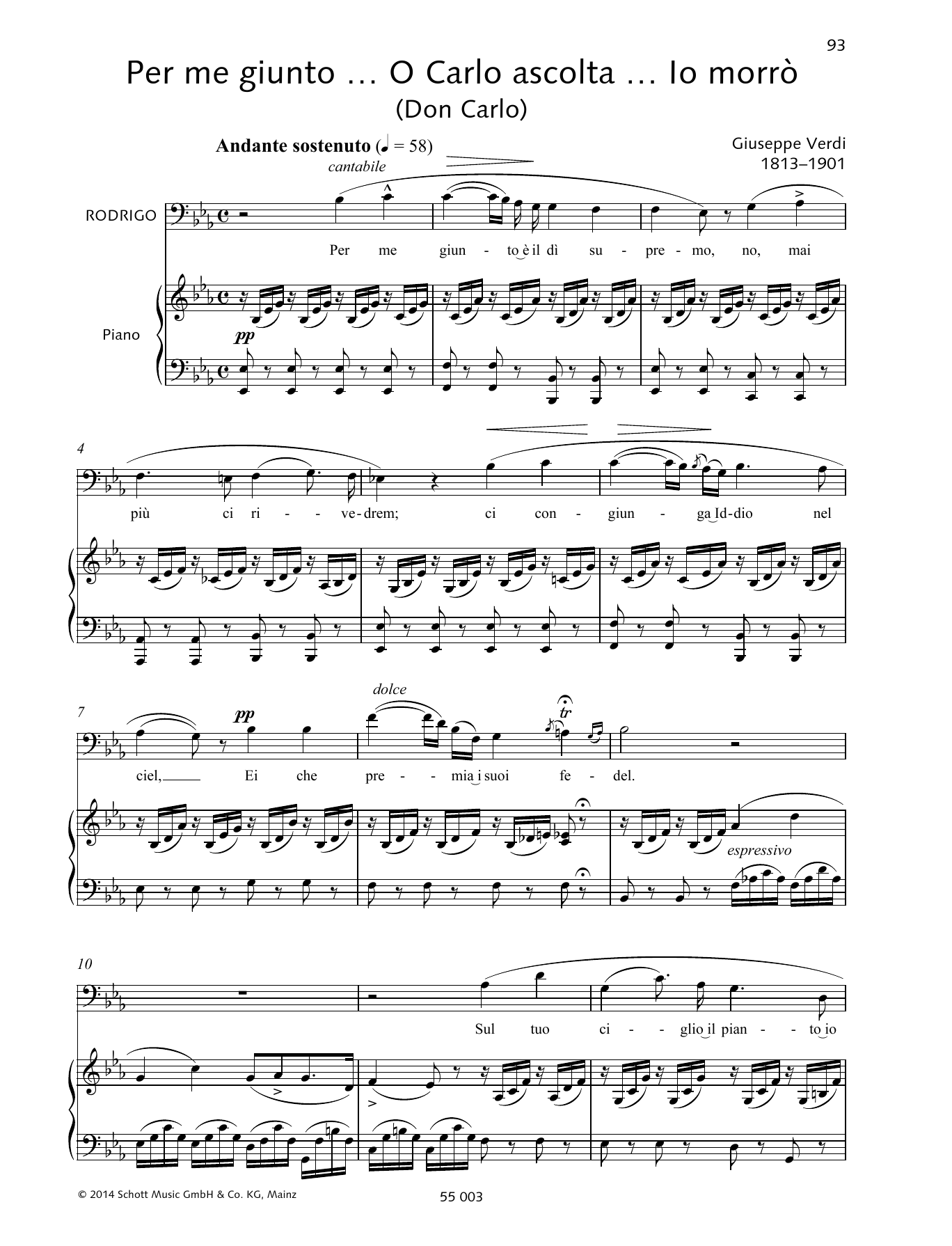 Giuseppe Verdi Per me giunto... O Carlo ascolta... lo morrò Sheet Music