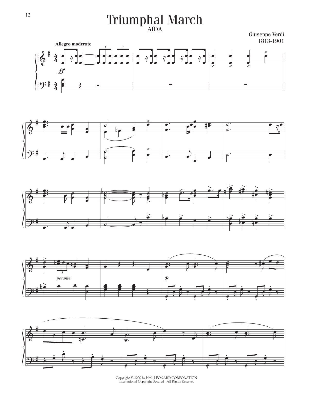 Giuseppe Verdi Triumphal March Sheet Music