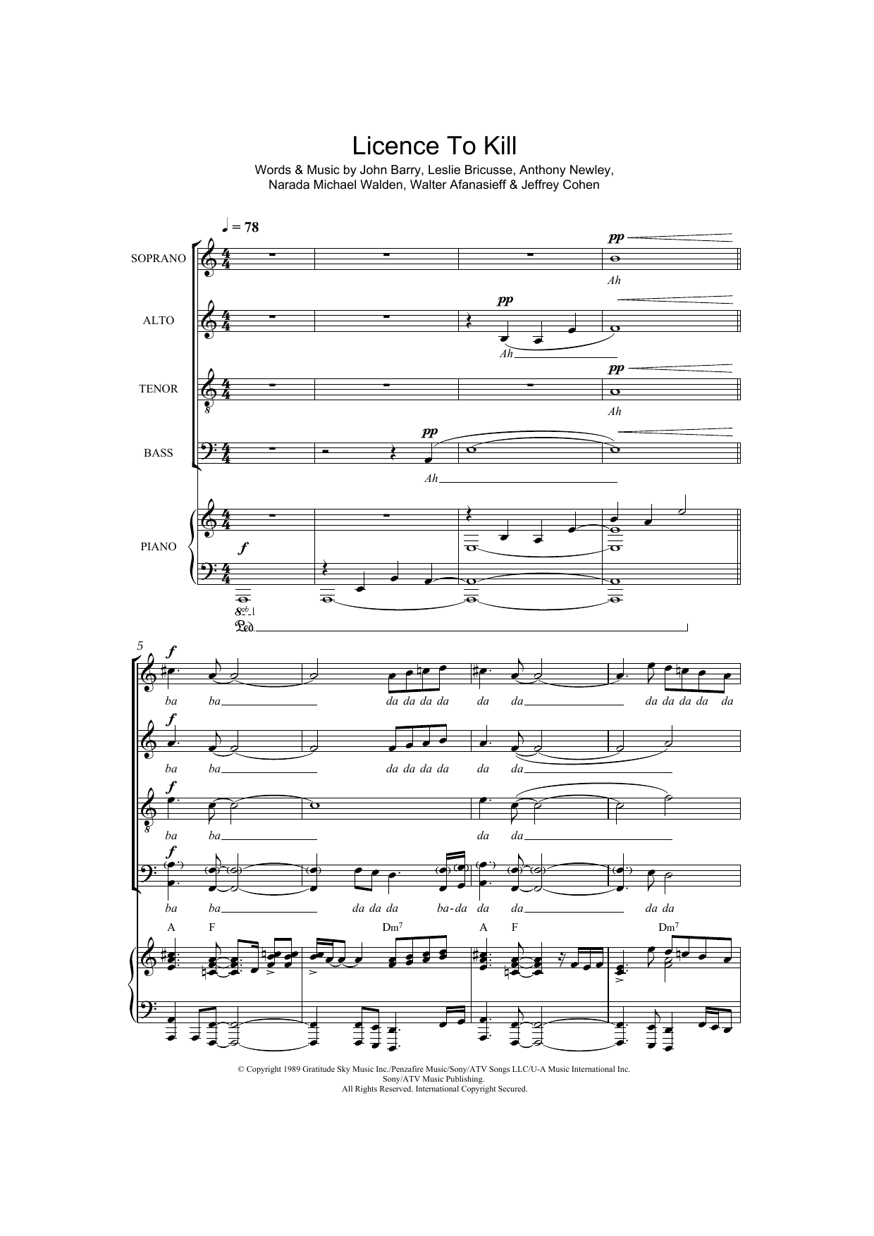 Gladys Knight Licence To Kill (arr. Thomas Lydon) Sheet Music